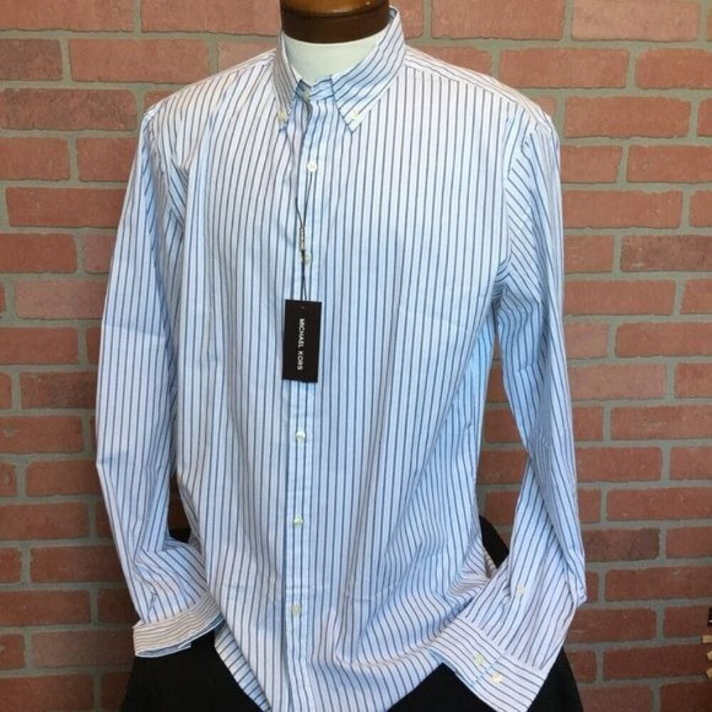 MICHAEL KORS mens button Front dress shirt Size XL slim fit stripe